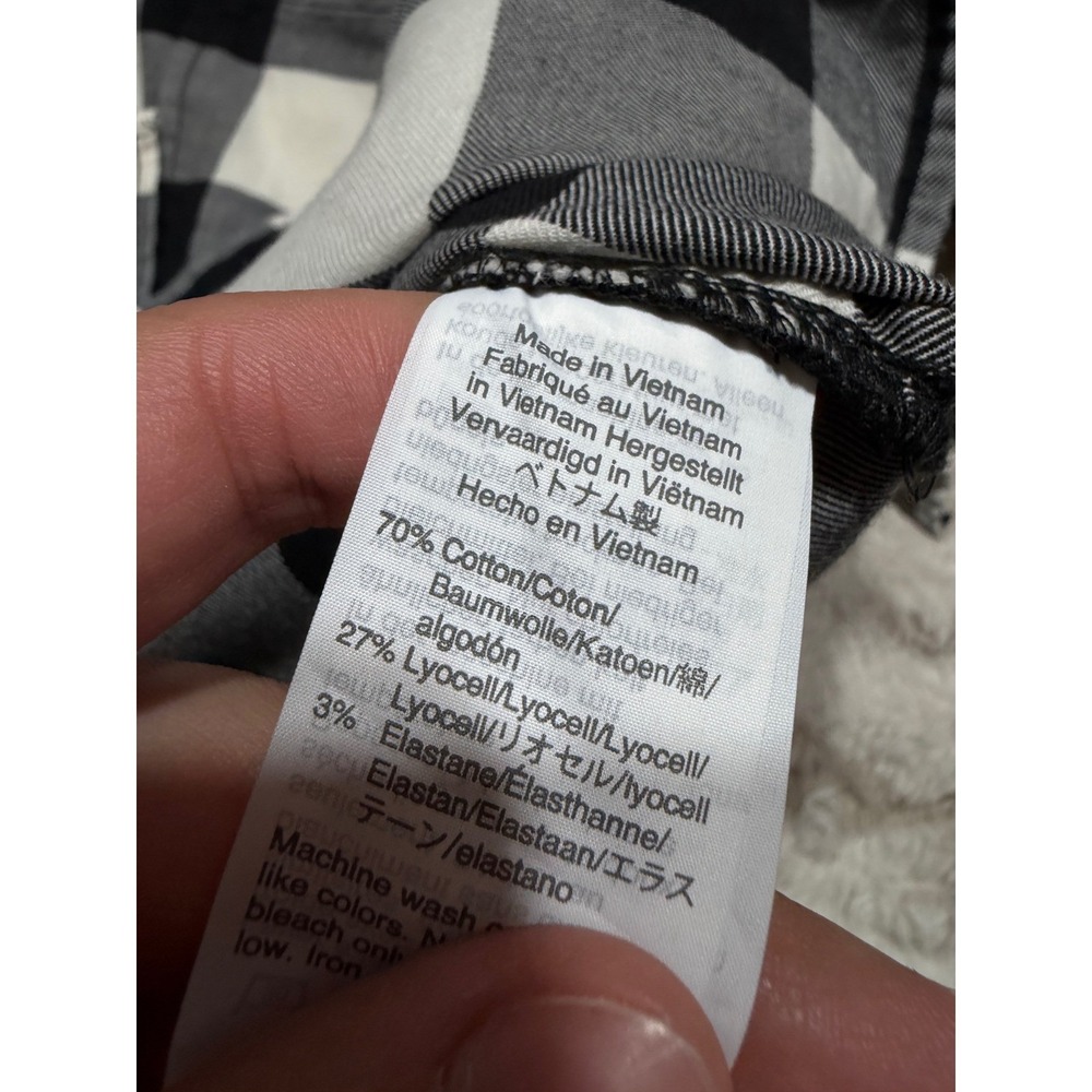 Madewell Buffalo Check Flannel Shirt Womens Medium Black White Plaid Button Down - Picture 4 of 6